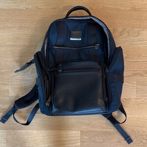 Tumi Black Leather and Fabric Men's Backpack